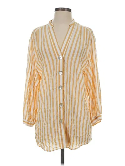 Pre-owned Zara Trf 3/4 Sleeve Button Down Shirt In Yellow