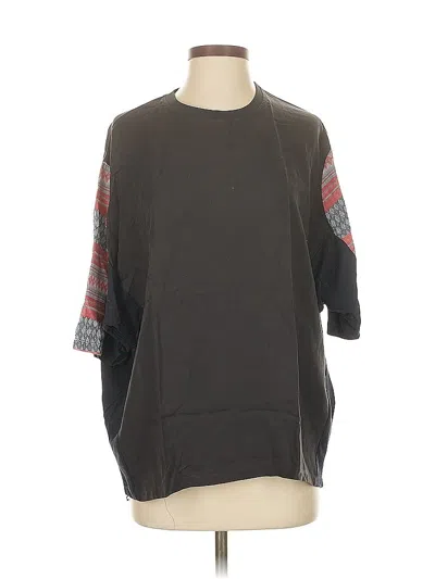 Pre-owned Zara Trf 3/4 Sleeve Top Gray Crew Neck Tops