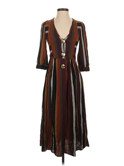 Pre-owned Zara Trf Casual Dress In Brown