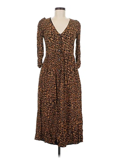 Pre-owned Zara Trf Casual Dress In Brown