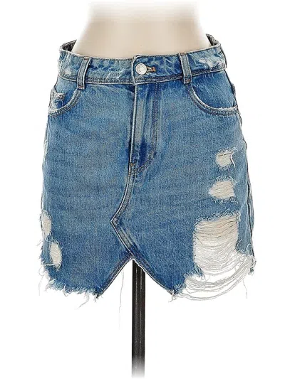 Pre-owned Zara Trf Denim Skirt In Blue