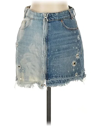 Pre-owned Zara Trf Denim Skirt In Blue
