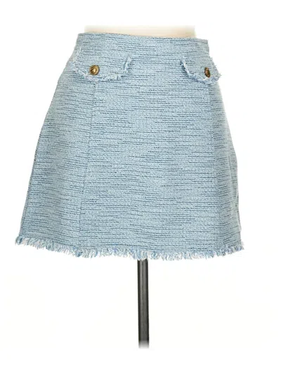 Pre-owned Zara Trf Denim Skirt In Blue
