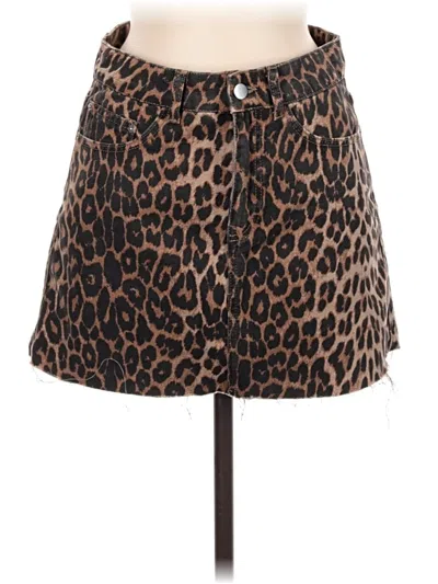 Pre-owned Zara Trf Denim Skirt In Brown