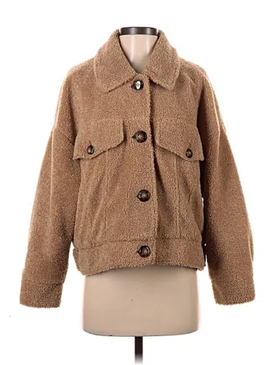 Pre-owned Zara Trf Faux Fur Jacket In Brown