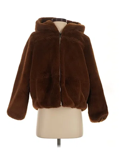 Pre-owned Zara Trf Faux Fur Jacket In Brown
