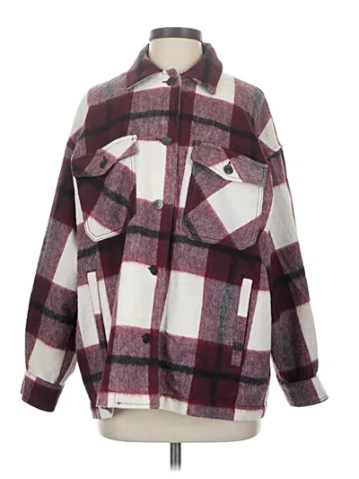 Pre-owned Zara Trf Fleece Jacket In Burgundy