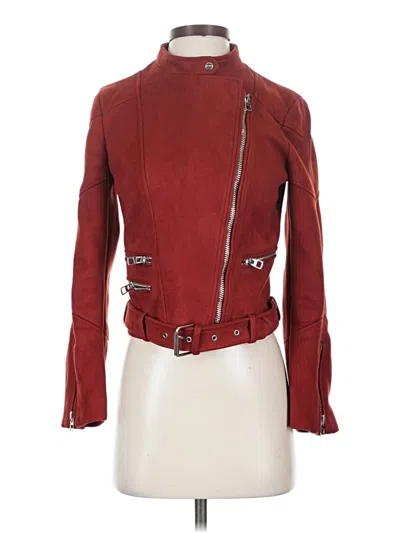 Pre-owned Zara Trf Jacket In Burgundy
