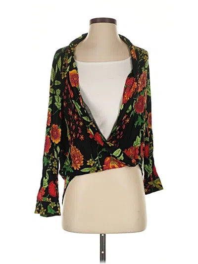 Pre-owned Zara Trf Long Sleeve Blouse In Black