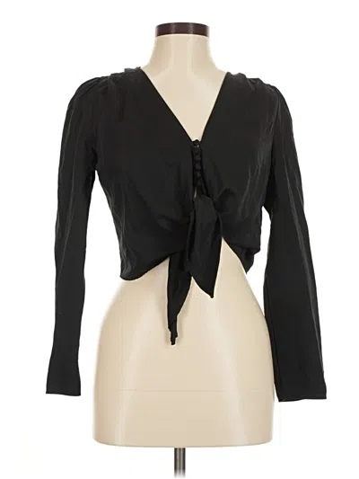 Pre-owned Zara Trf Long Sleeve Blouse In Black