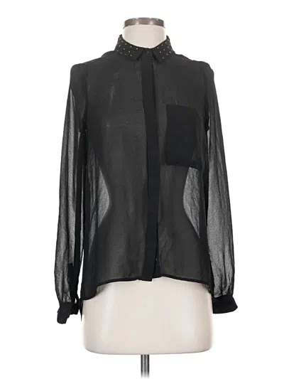 Pre-owned Zara Trf Long Sleeve Blouse In Black