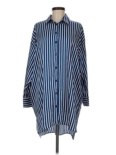 Pre-owned Zara Trf Long Sleeve Blouse In Blue