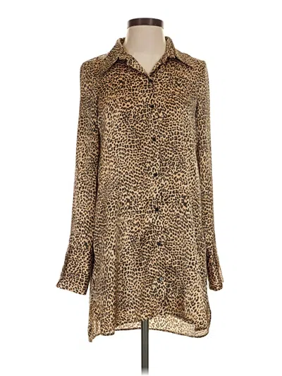 Pre-owned Zara Trf Long Sleeve Blouse In Brown