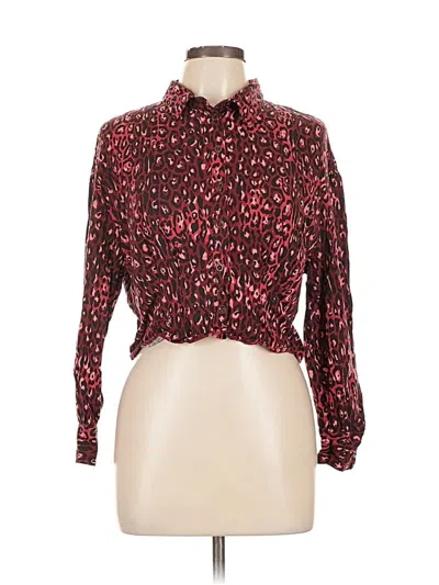 Pre-owned Zara Trf Long Sleeve Blouse In Burgundy