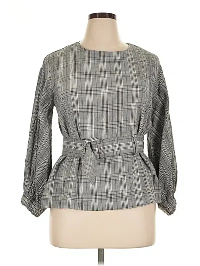 Pre-owned Zara Trf Long Sleeve Blouse In Gray