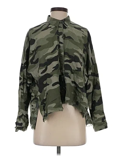 Pre-owned Zara Trf Long Sleeve Blouse In Green