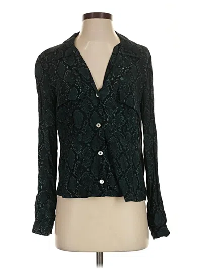 Pre-owned Zara Trf Long Sleeve Blouse In Green