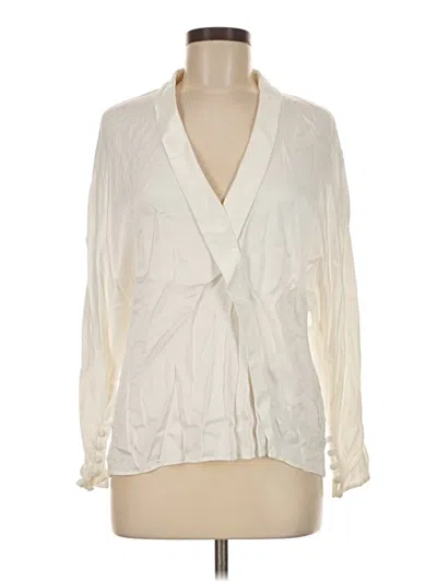 Pre-owned Zara Trf Long Sleeve Blouse In Ivory