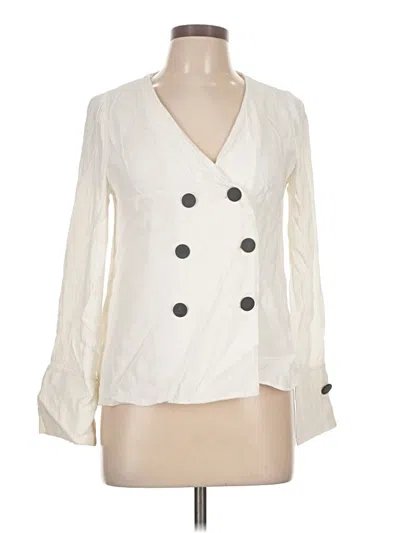 Pre-owned Zara Trf Long Sleeve Blouse In Ivory