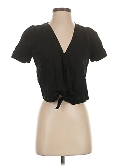 Pre-owned Zara Trf Short Sleeve Blouse In Black