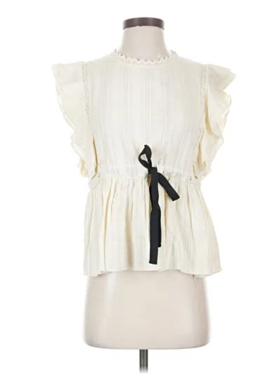 Pre-owned Zara Trf Short Sleeve Blouse In Ivory