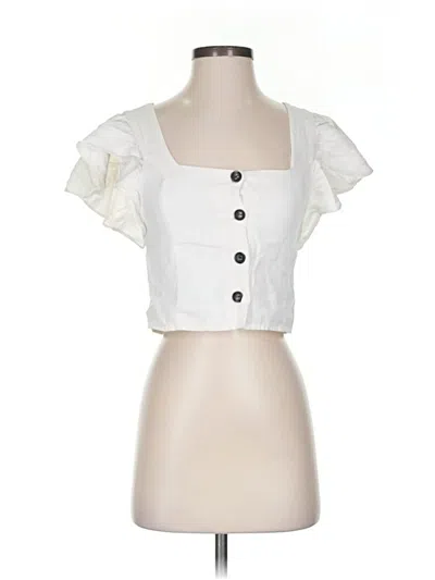 Pre-owned Zara Trf Short Sleeve Blouse In White