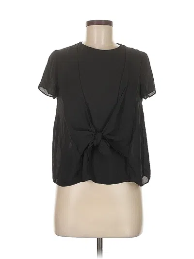 Pre-owned Zara Trf Short Sleeve Top Black Keyhole Neckline Tops