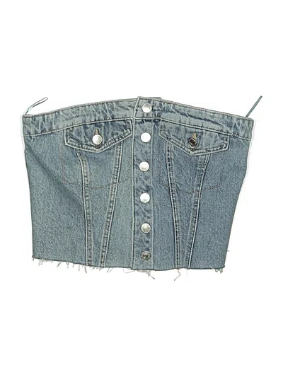 Zara Tube Top Blue Strapless Neckline Tops