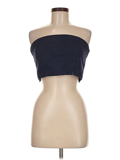 Pre-owned Zara Tube Top Blue Strapless Neckline Tops
