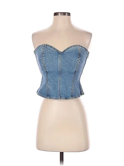 Pre-owned Zara Tube Top Blue Strapless Neckline Tops