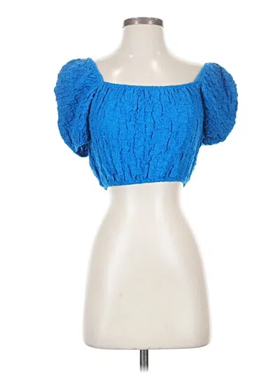 Pre-owned Zara Tube Top Blue Strapless Neckline Tops