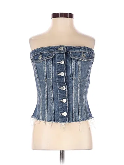 Pre-owned Zara Tube Top Blue Strapless Neckline Tops