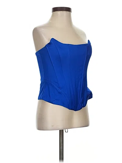 Pre-owned Zara Tube Top Blue Strapless Neckline Tops