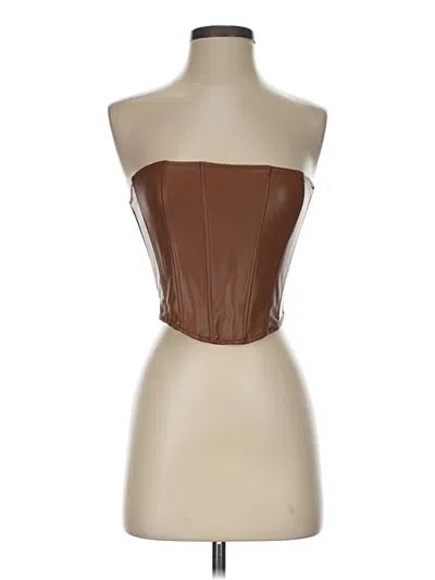 Pre-owned Zara Tube Top Brown Strapless Neckline Tops