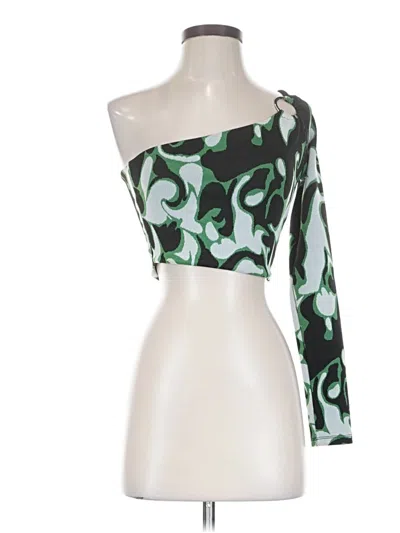 Zara Tube Top Green One Shoulder Neckline Tops