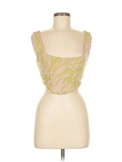 Pre-owned Zara Tube Top Green Print Pattern Square Neckline Tops