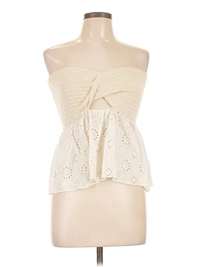 Pre-owned Zara Tube Top Ivory Strapless Neckline Tops In White