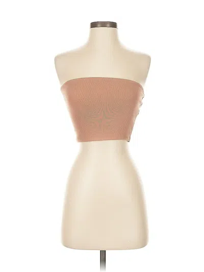 Pre-owned Zara Tube Top Tan Strapless Neckline Tops In Brown