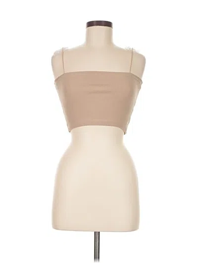 Pre-owned Zara Tube Top Tan Strapless Neckline Tops In Brown
