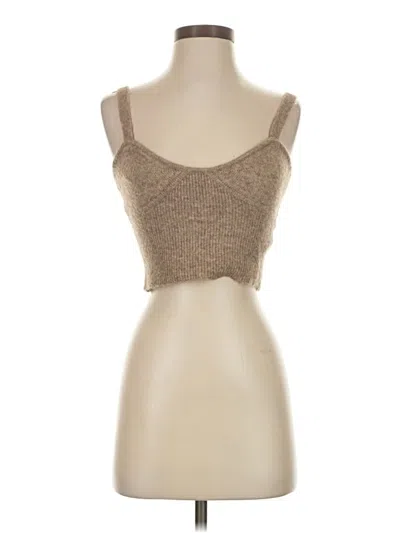Pre-owned Zara Tube Top Tan Strapless Neckline Tops In Brown