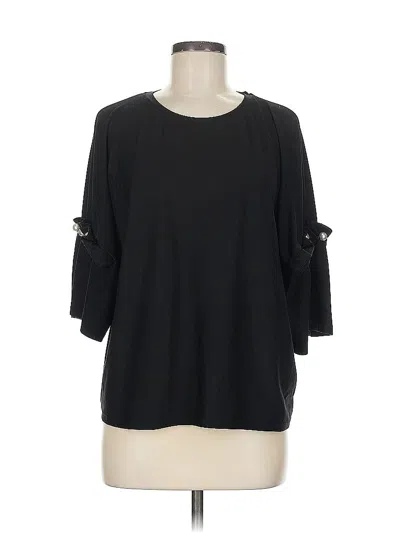 Pre-owned Zara W&b Collection 3/4 Sleeve Top Black Keyhole Neckline Tops