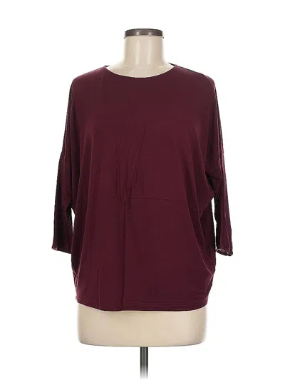 Pre-owned Zara W&b Collection 3/4 Sleeve Top Burgundy Boatneck Tops
