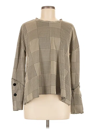Pre-owned Zara W&b Collection Long Sleeve Blouse In Brown
