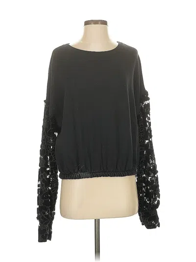 Pre-owned Zara W&b Collection Long Sleeve Top Black Crew Neck Tops