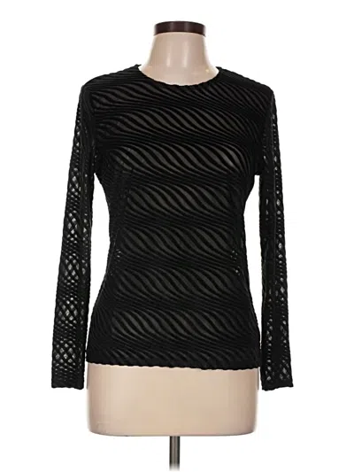 Pre-owned Zara W&b Collection Long Sleeve Top Black Crew Neck Tops