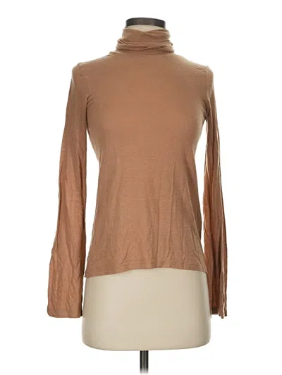 Pre-owned Zara W&b Collection Long Sleeve Top Brown Turtleneck Tops