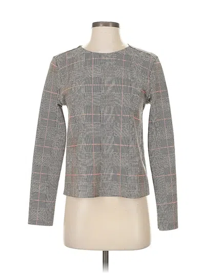 Pre-owned Zara W&b Collection Long Sleeve Top Gray Tweed Pattern Square Neckline Tops