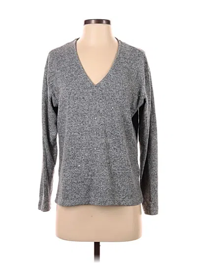Pre-owned Zara W&b Collection Long Sleeve Top Gray V Neck Tops