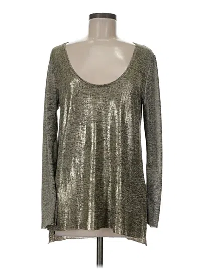 Pre-owned Zara W&b Collection Long Sleeve Top Silver Metallic Pattern Scoop Neck Tops