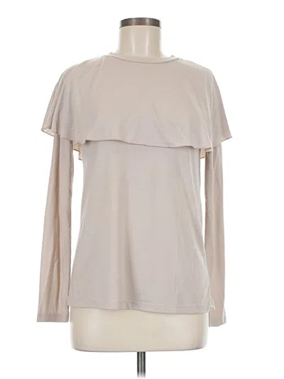 Pre-owned Zara W&b Collection Long Sleeve Top Tan Mock Neckline Tops